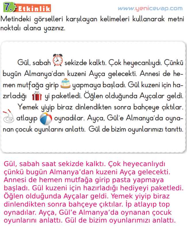 2. Sınıf Türkçe Kitabı Sayfa 87 89 90 92 Cevapları Meb