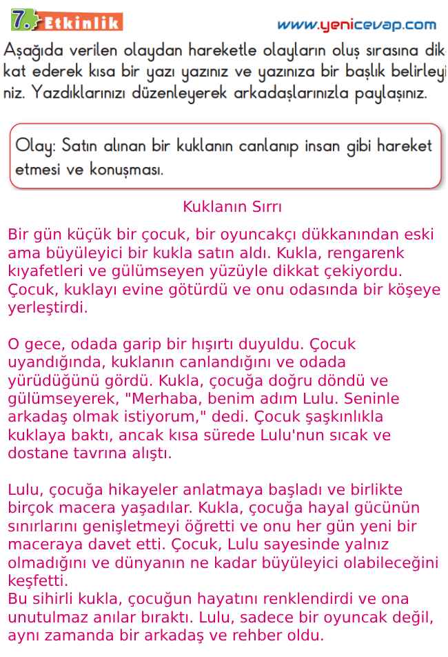 2. Sınıf Türkçe Kitabı Sayfa 94 95 97 98 Cevapları Meb
