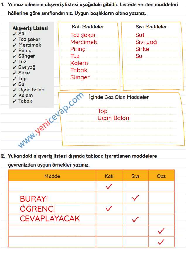 3. Sınıf Fen Bilimleri Kitabı Sayfa 106 107 110 111 Cevapları Meb