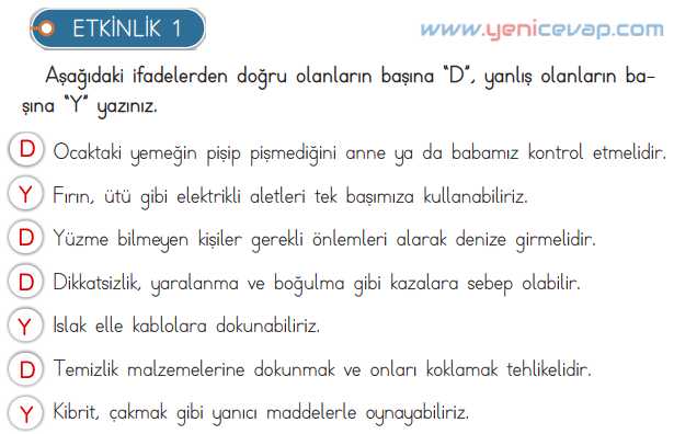 3. Sınıf Hayat Bilgisi Kitabı Sayfa 124 127 128 130 Cevapları Meb