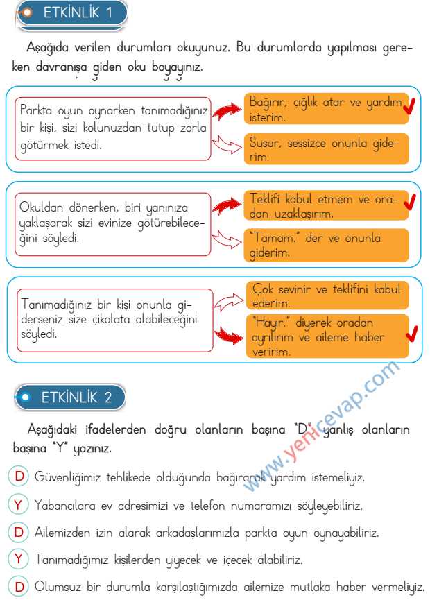 3. Sınıf Hayat Bilgisi Kitabı Sayfa 131 133 137 138 Cevapları Meb