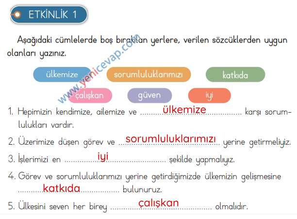 3. Sınıf Hayat Bilgisi Kitabı Sayfa 156 159 160 161 Cevapları Meb