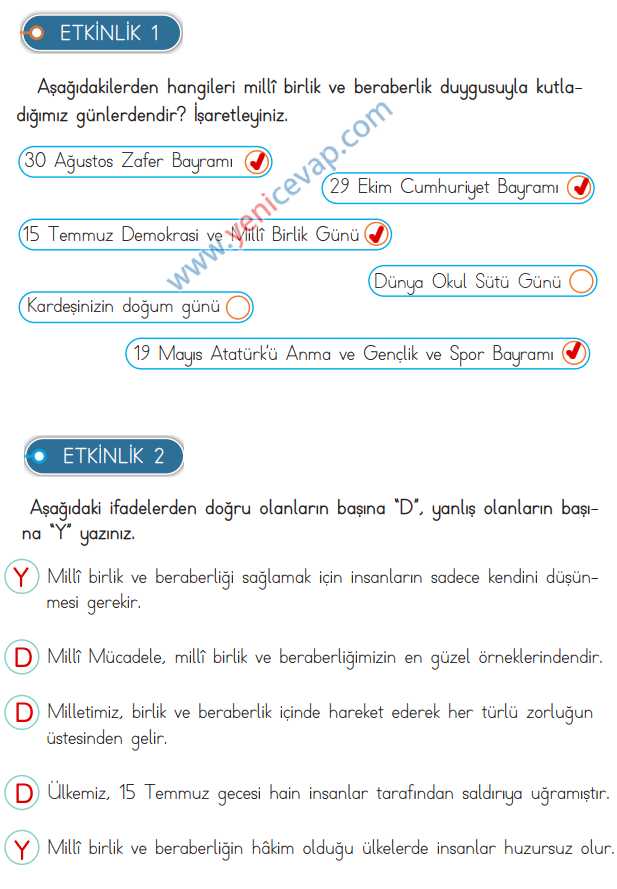 3. Sınıf Hayat Bilgisi Kitabı Sayfa 162 163 164 165 Cevapları Meb