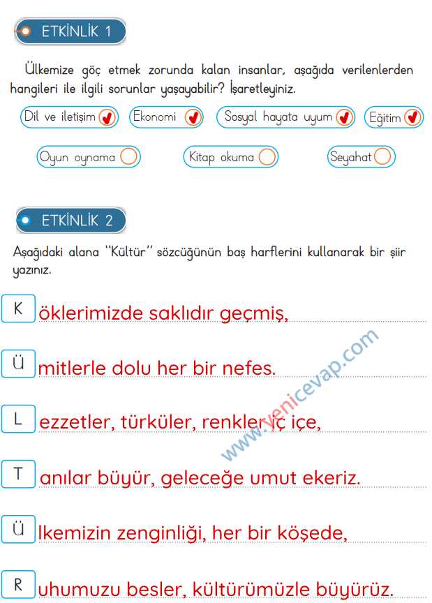 3. Sınıf Hayat Bilgisi Kitabı Sayfa 166 168 169 172 Cevapları Meb