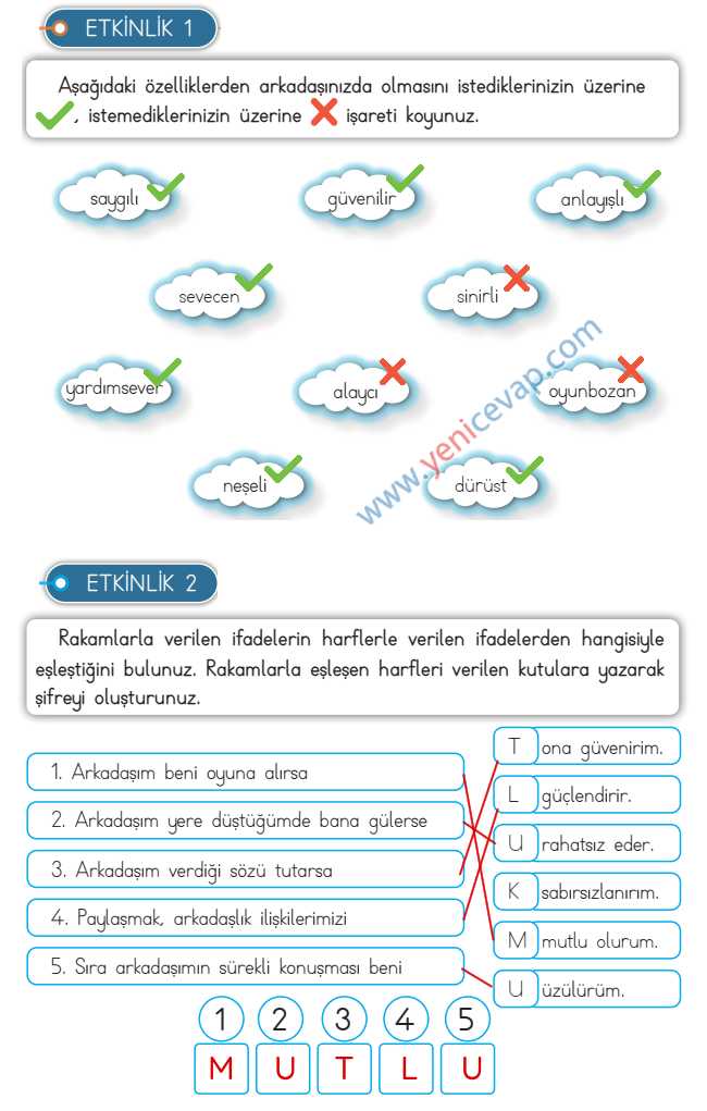 3. Sınıf Hayat Bilgisi Kitabı Sayfa 20 21 22 23 25 Cevapları Meb