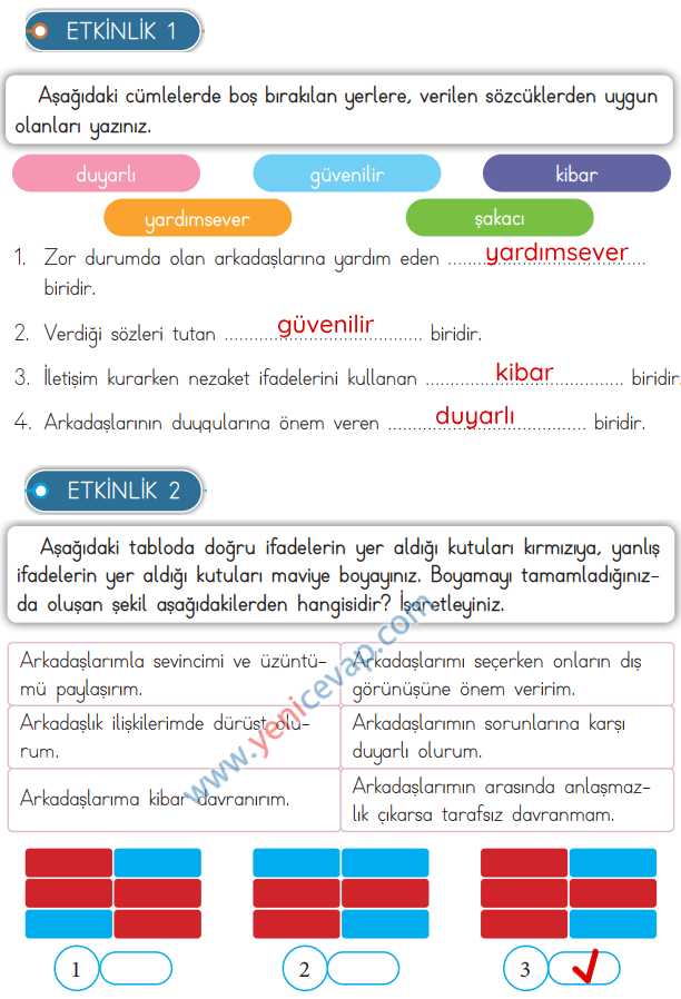 3. Sınıf Hayat Bilgisi Kitabı Sayfa 20 21 22 23 25 Cevapları Meb