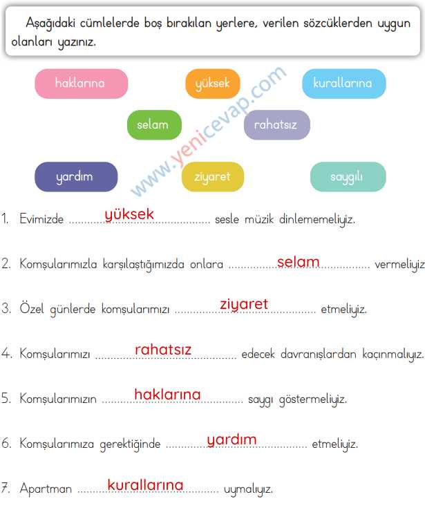 3. Sınıf Hayat Bilgisi Kitabı Sayfa 60 62 63 Cevapları Meb
