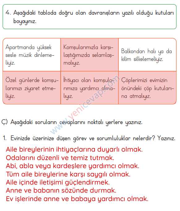 3. Sınıf Hayat Bilgisi Kitabı Sayfa 84 85 88 90 Cevapları Meb