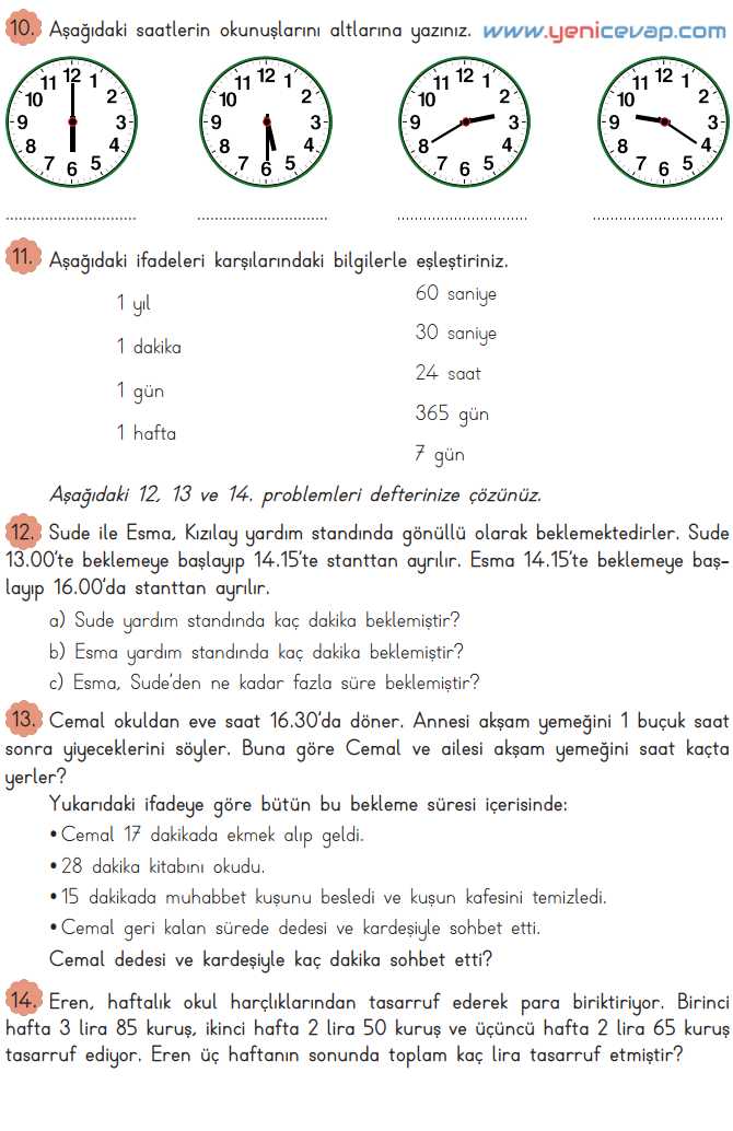 3. Sınıf Matematik Kitabı Sayfa 164 165 166 Cevapları Meb