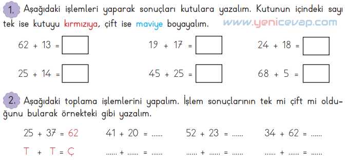 3. Sınıf Matematik Kitabı Sayfa 40 43 44 Cevapları Meb