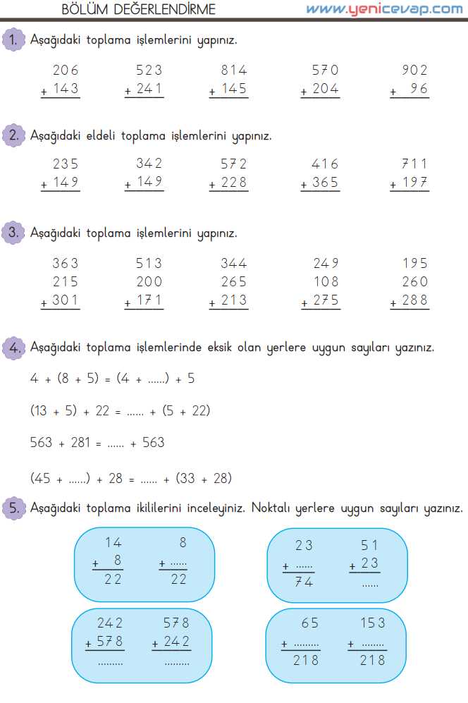 3. Sınıf Matematik Kitabı Sayfa 45 48 50 54 Cevapları Meb