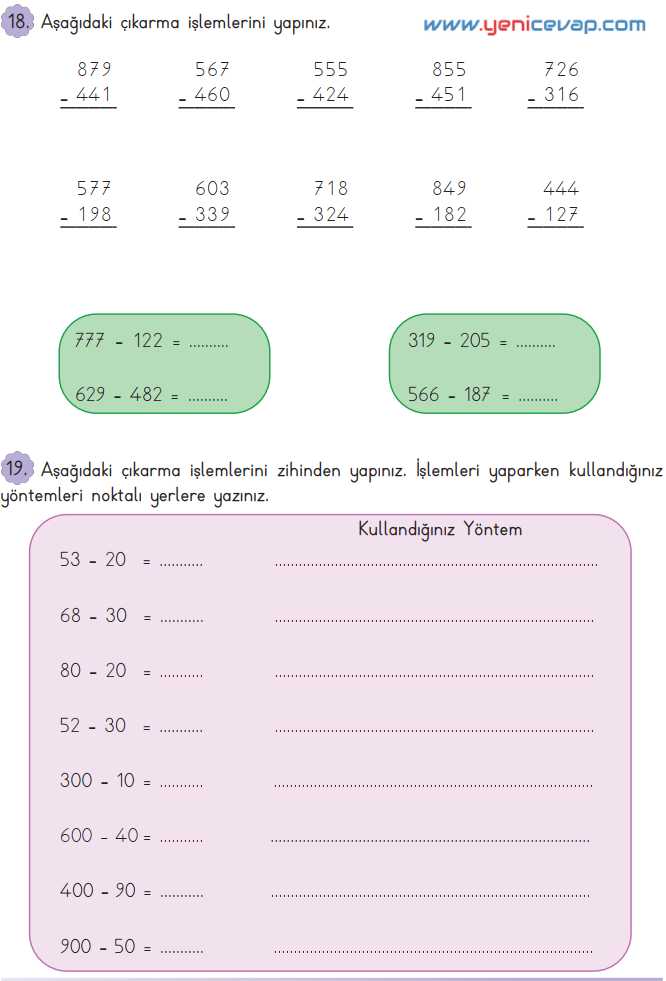 3. Sınıf Matematik Kitabı Sayfa 59 60 61 Cevapları Meb