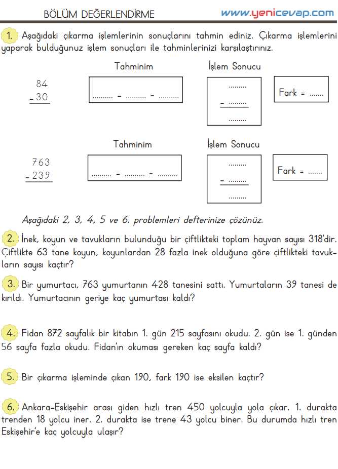 3. Sınıf Matematik Kitabı Sayfa 81 84 87 Cevapları Meb