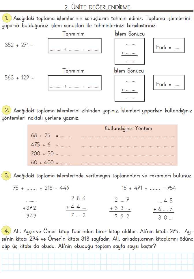 3. Sınıf Matematik Kitabı Sayfa 92 93 94 Cevapları Meb