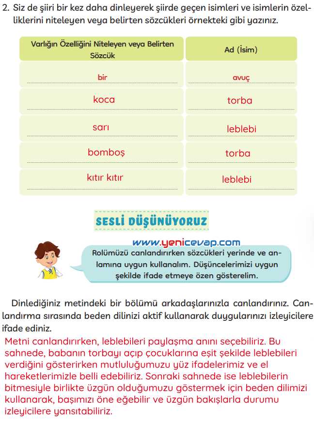 3. Sınıf Türkçe Kitabı Sayfa 109 110 113 Cevapları Meb