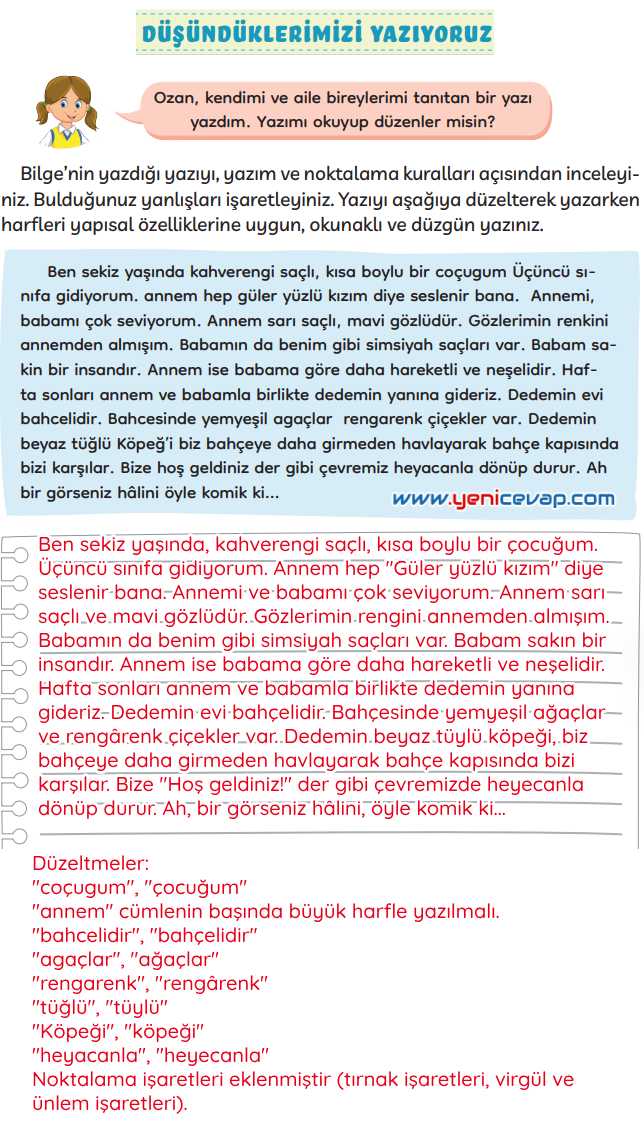 3. Sınıf Türkçe Kitabı Sayfa 109 110 113 Cevapları Meb