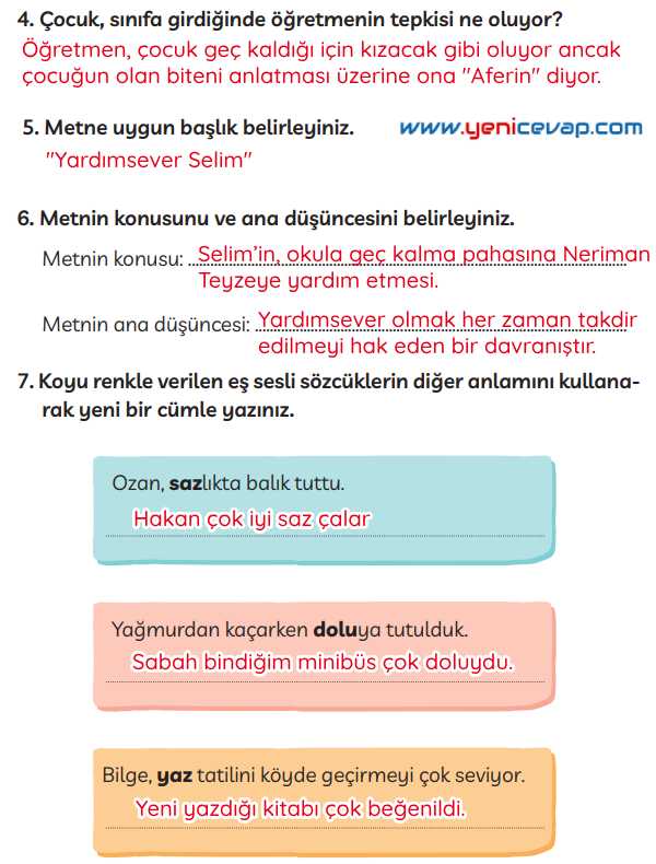 3. Sınıf Türkçe Kitabı Sayfa 114 115 116 Cevapları Meb