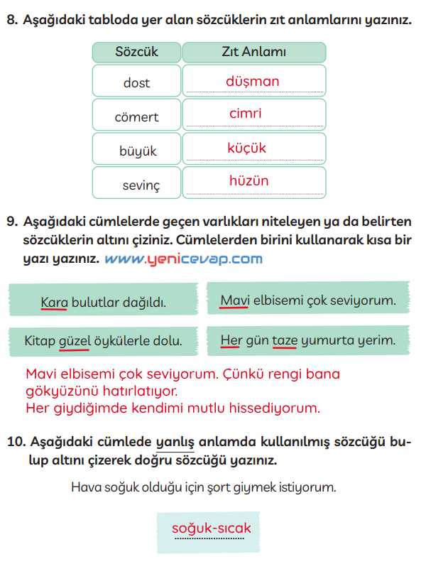 3. Sınıf Türkçe Kitabı Sayfa 114 115 116 Cevapları Meb