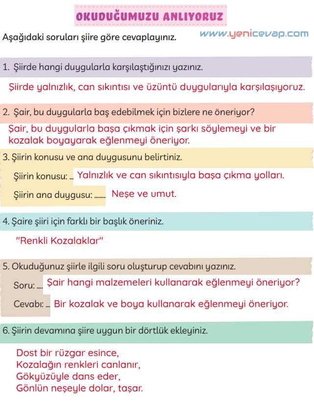 3. Sınıf Türkçe Kitabı Sayfa 122 123 124 Cevapları Meb