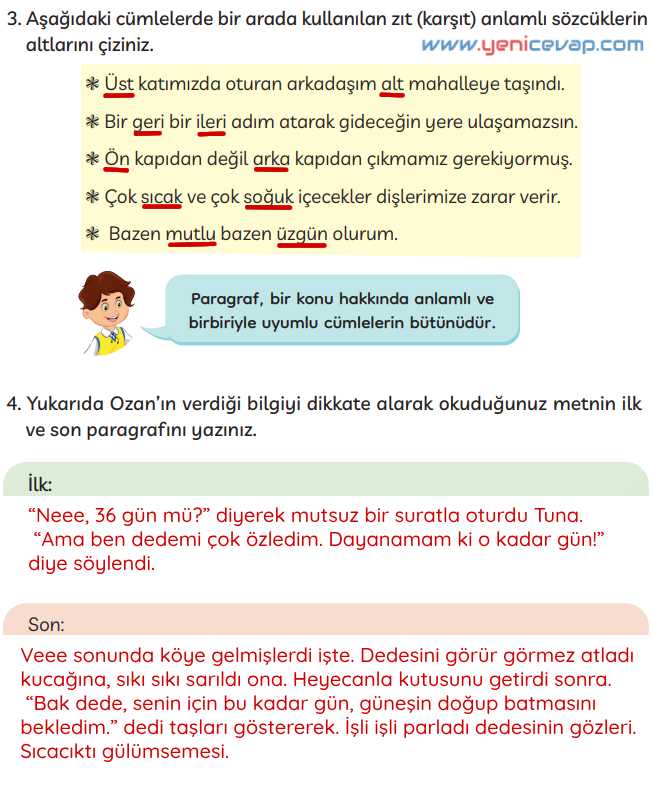 3. Sınıf Türkçe Kitabı Sayfa 131 132 133 Cevapları Meb
