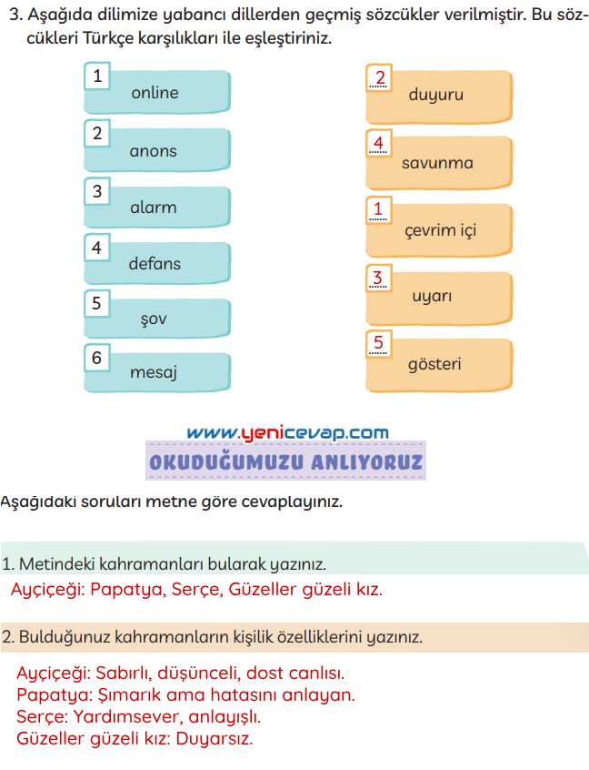 3. Sınıf Türkçe Kitabı Sayfa 160 161 162 Cevapları Meb