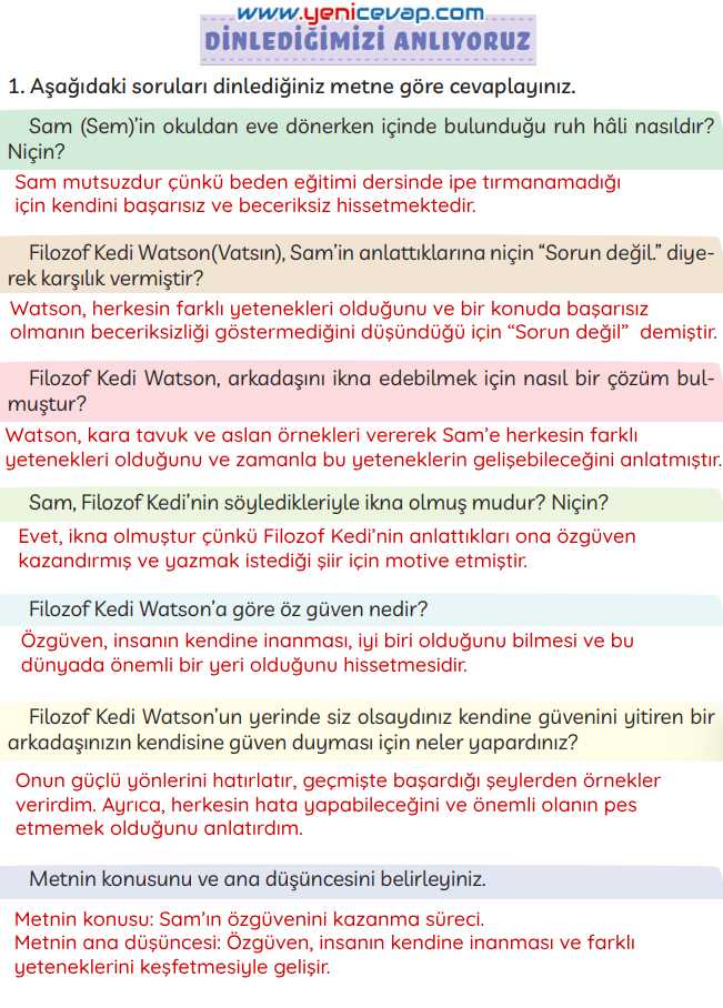 3. Sınıf Türkçe Kitabı Sayfa 166 167 168 Cevapları Meb
