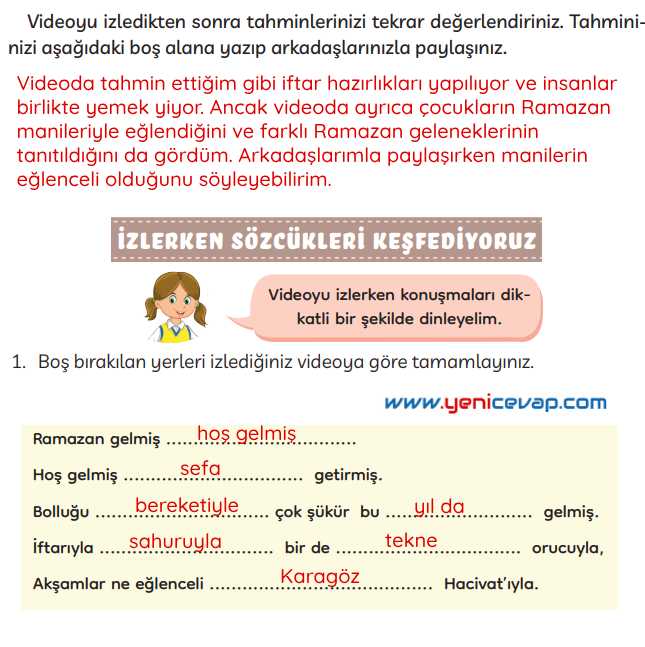 3. Sınıf Türkçe Kitabı Sayfa 196 197 198 Cevapları Meb