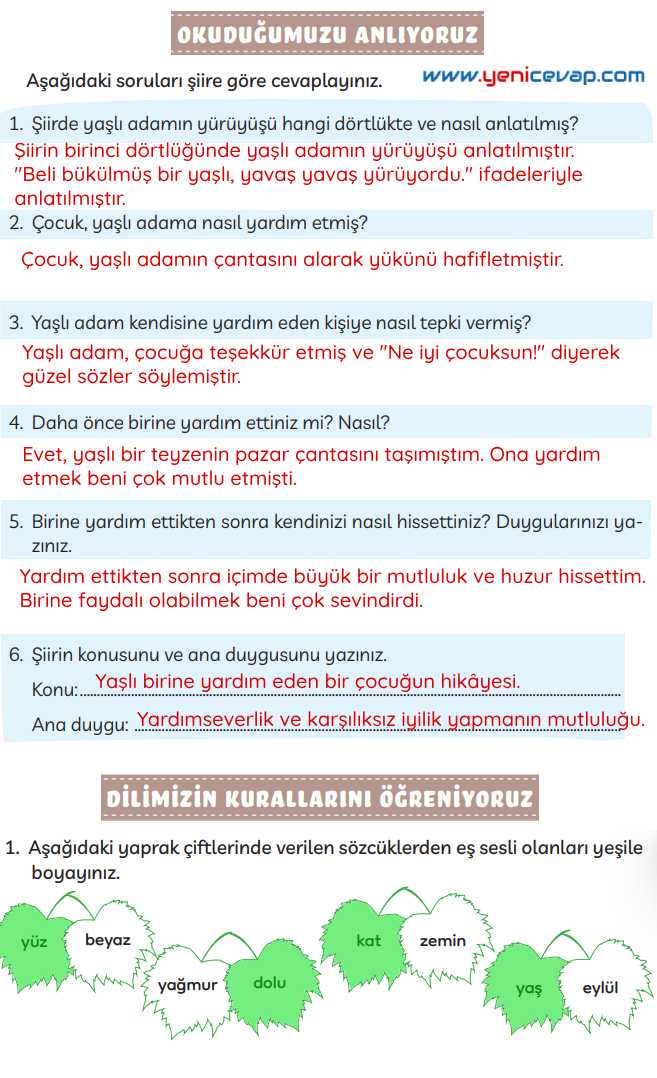 3. Sınıf Türkçe Kitabı Sayfa 211 212 213 Cevapları Meb