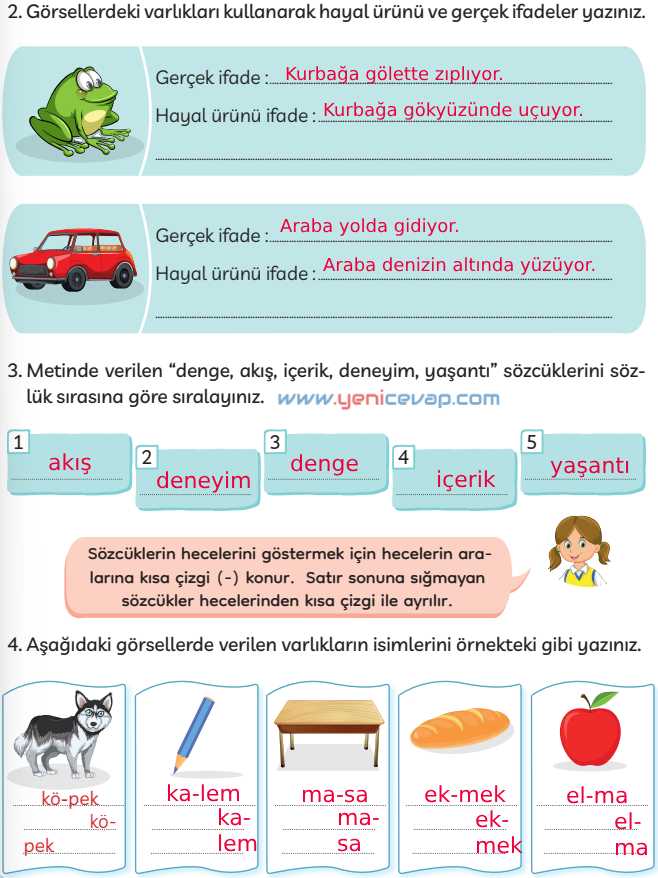 3. Sınıf Türkçe Kitabı Sayfa 24 26 27 Cevapları Meb