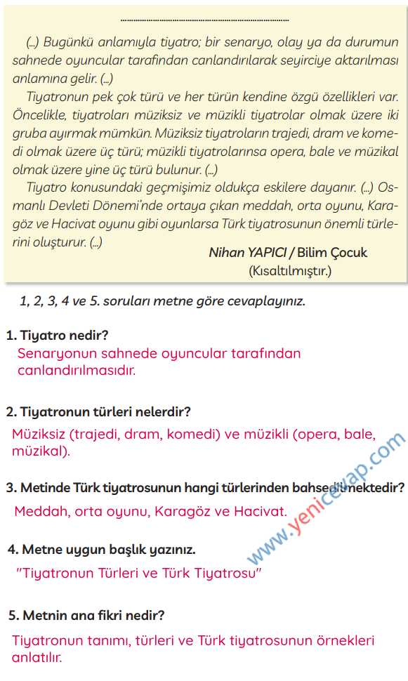 3. Sınıf Türkçe Kitabı Sayfa 257 258 259 Cevapları Meb