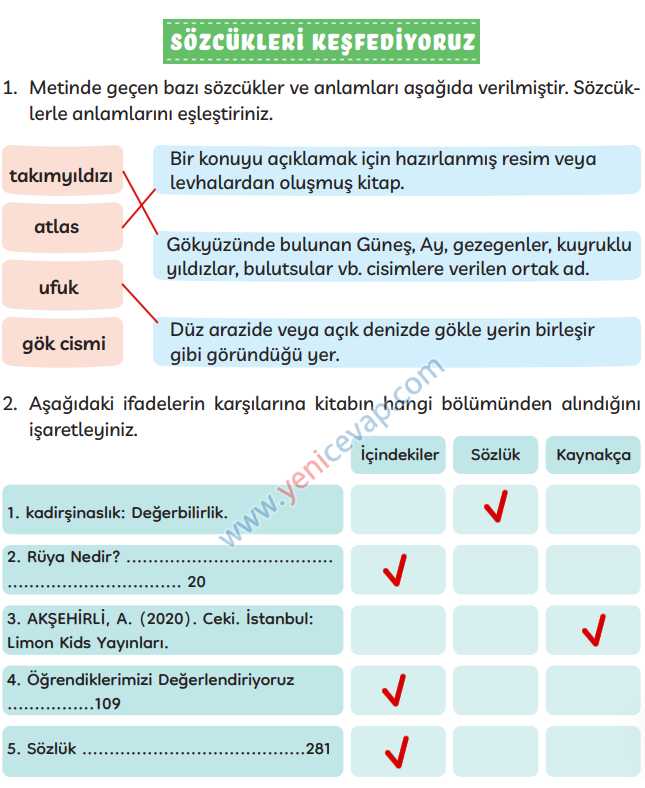 3. Sınıf Türkçe Kitabı Sayfa 284 286 287 Cevapları Meb