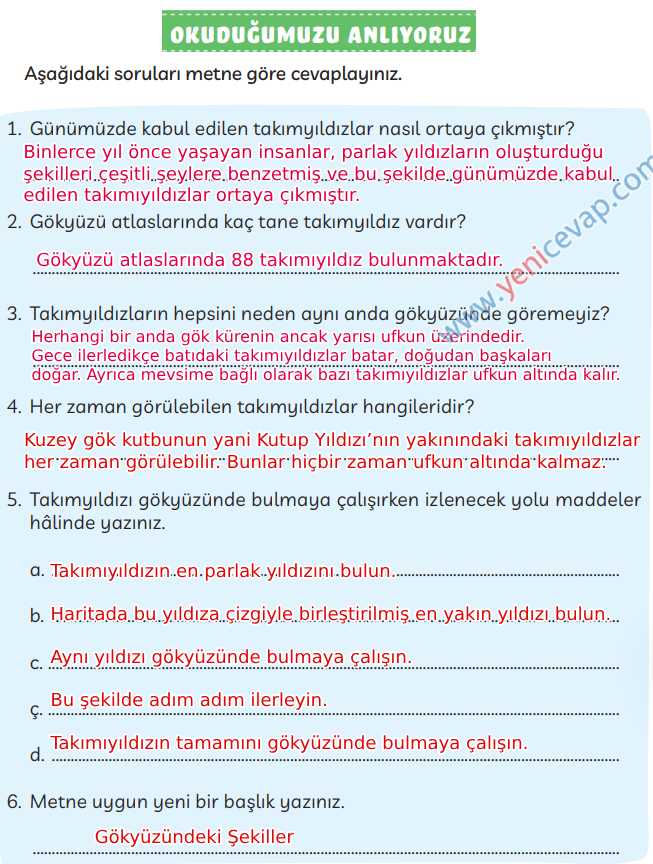 3. Sınıf Türkçe Kitabı Sayfa 284 286 287 Cevapları Meb