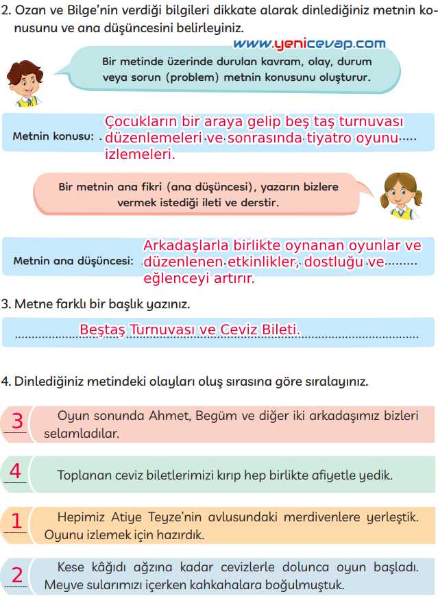 3. Sınıf Türkçe Kitabı Sayfa 28 29 30 Cevapları Meb