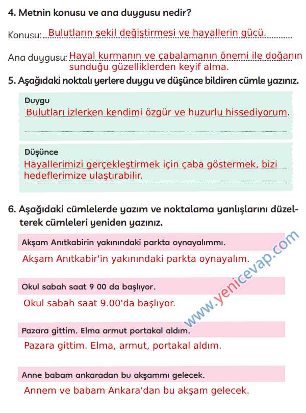 3. Sınıf Türkçe Kitabı Sayfa 288 292 293 Cevapları Meb