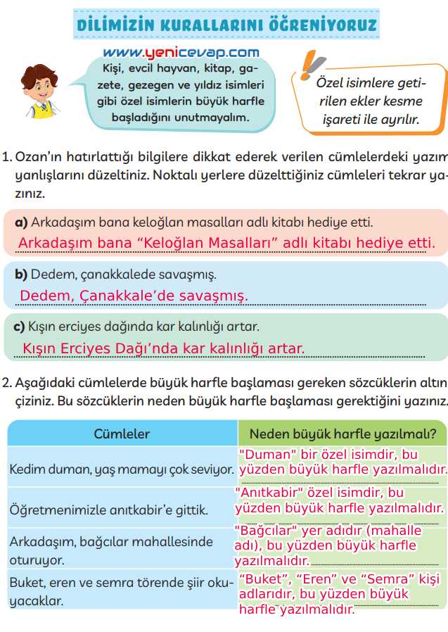 3. Sınıf Türkçe Kitabı Sayfa 28 29 30 Cevapları Meb