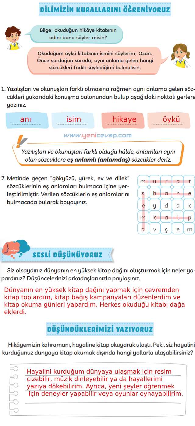 3. Sınıf Türkçe Kitabı Sayfa 38 39 41 42 43 Cevapları Meb