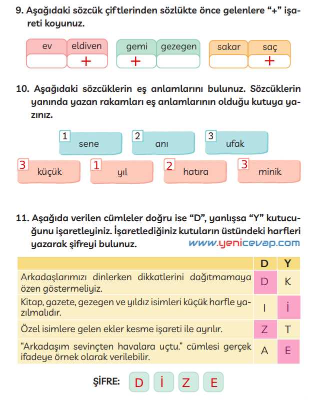 3. Sınıf Türkçe Kitabı Sayfa 38 39 41 42 43 Cevapları Meb