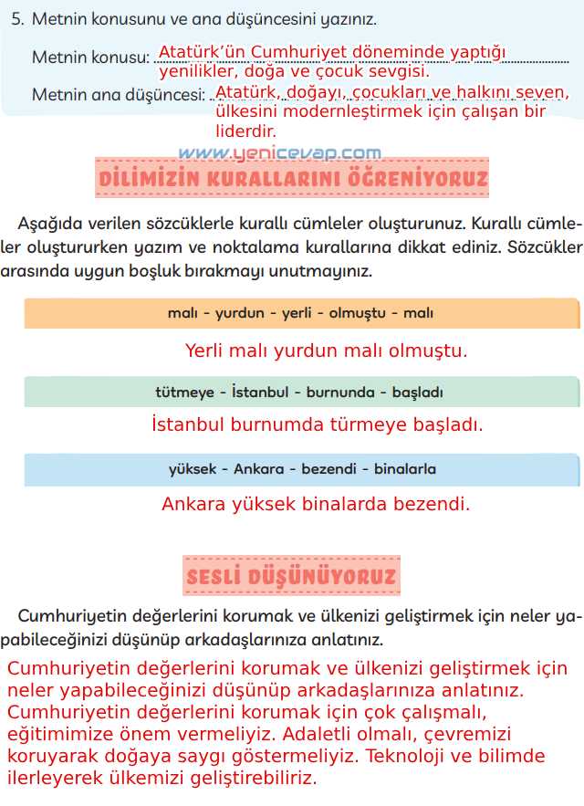 3. Sınıf Türkçe Kitabı Sayfa 60 61 62 Cevapları Meb