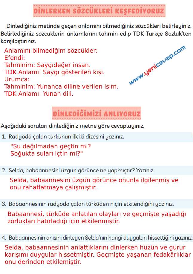 3. Sınıf Türkçe Kitabı Sayfa 63 64 65 Cevapları Meb