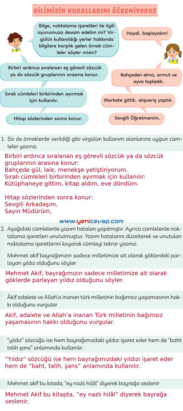 3. Sınıf Türkçe Kitabı Sayfa 71 72 73 74 Cevapları Meb