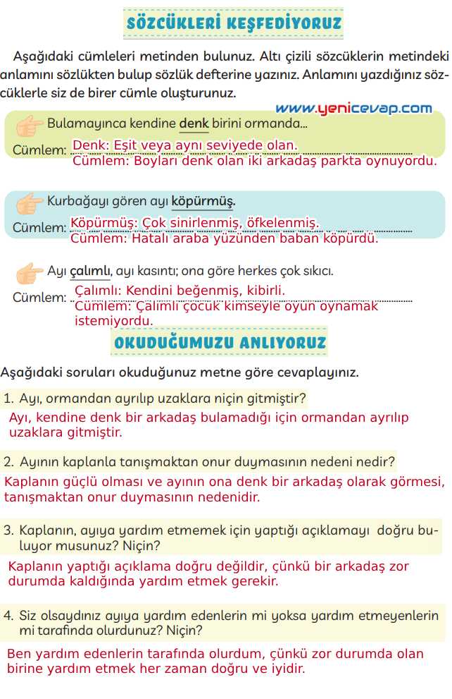 3. Sınıf Türkçe Kitabı Sayfa 79 81 86 Cevapları Meb