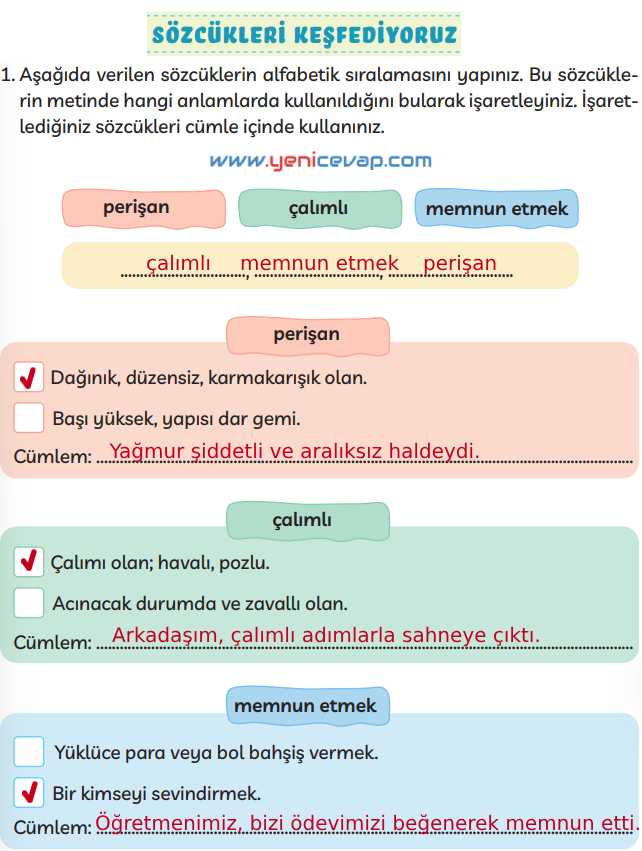 3. Sınıf Türkçe Kitabı Sayfa 87 88 89 92 Cevapları Meb