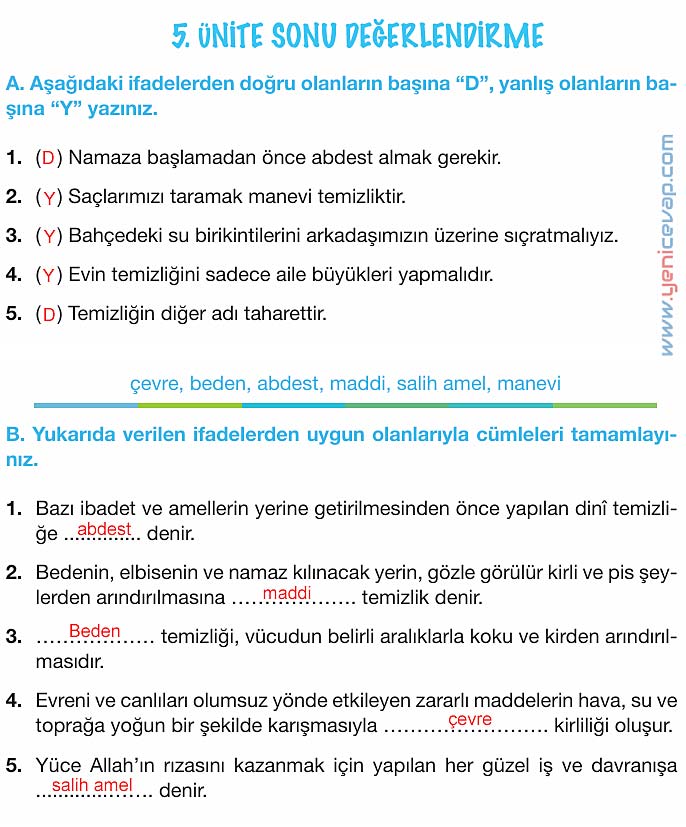 4. Sınıf Din Kültürü Kitabı Sayfa 120 121 122 123 Cevapları Meb