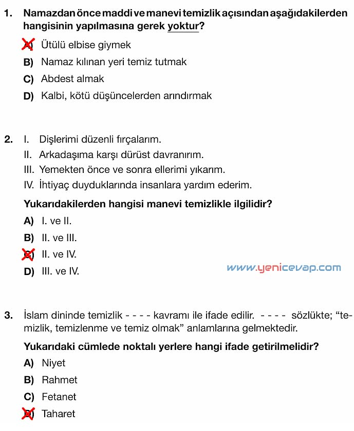 4. Sınıf Din Kültürü Kitabı Sayfa 120 121 122 123 Cevapları Meb