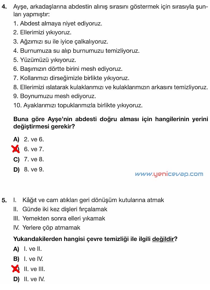 4. Sınıf Din Kültürü Kitabı Sayfa 120 121 122 123 Cevapları Meb