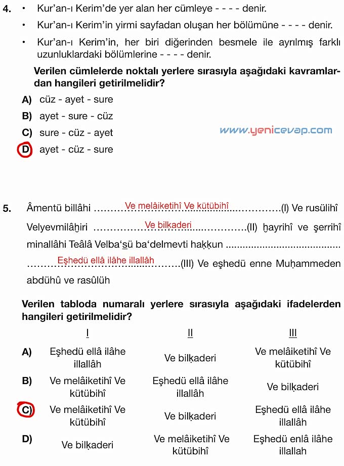 4. Sınıf Din Kültürü Kitabı Sayfa 50 51 52 53 54 55 Cevapları Meb