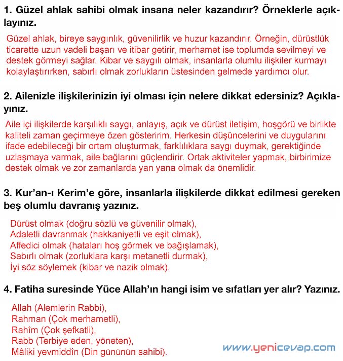 4. Sınıf Din Kültürü Kitabı Sayfa 75 76 77 Cevapları Meb