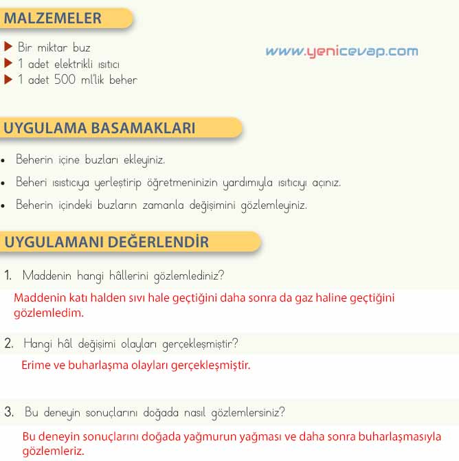 4. Sınıf Fen Bilimleri Kitabı Sayfa 121 122 123 125 Cevapları Meb