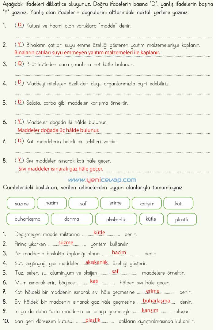 4. Sınıf Fen Bilimleri Kitabı Sayfa 130 131 132 133 Cevapları Meb