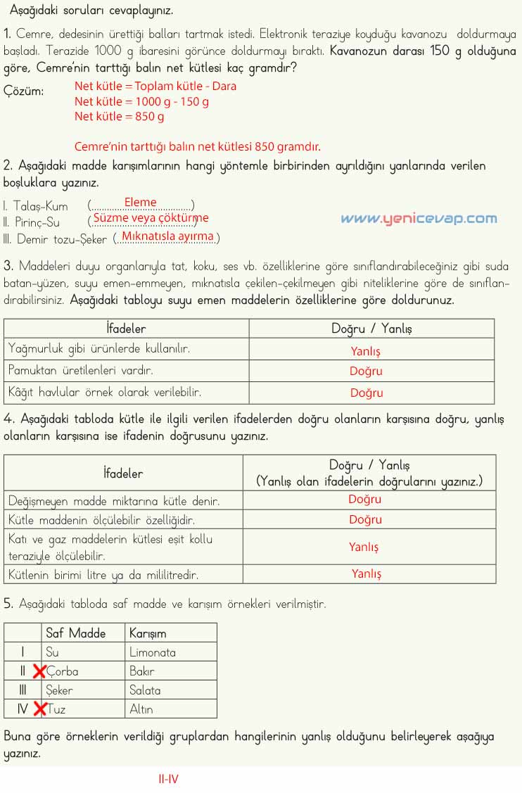 4. Sınıf Fen Bilimleri Kitabı Sayfa 134 135 136 137 Cevapları Meb